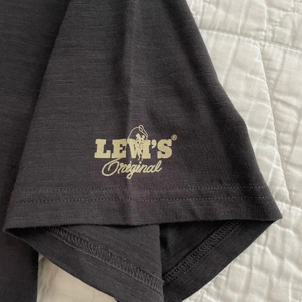 Levi's Mens Relaxed Graphic T-Shirt Charcoal Gray Cowboy Desert Western Medium